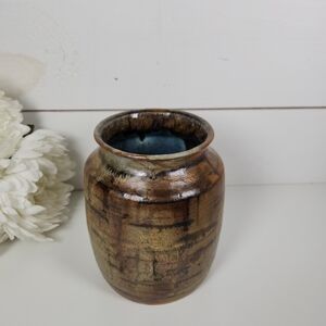 Vintage 1973 Signed Studio Pottery Vase | Hand Thrown Stoneware Jar | Earth Tone
